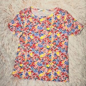 H&M 2-4Y Colorful Floral Ribbed Short-sleeved Top EUC